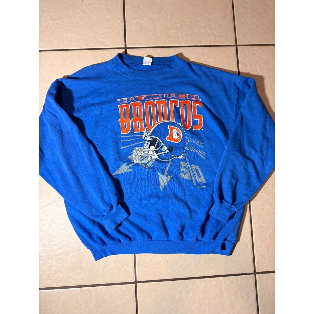 Vintage Denver Broncos Crewneck Sweatshirt Mens XXL Royal Blue Helmet 1994 USA